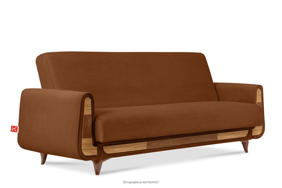 GUSTAVO II Ausklappbares Dreisitziges-Sofa aus rotem Kordstoff rot - Foto 2