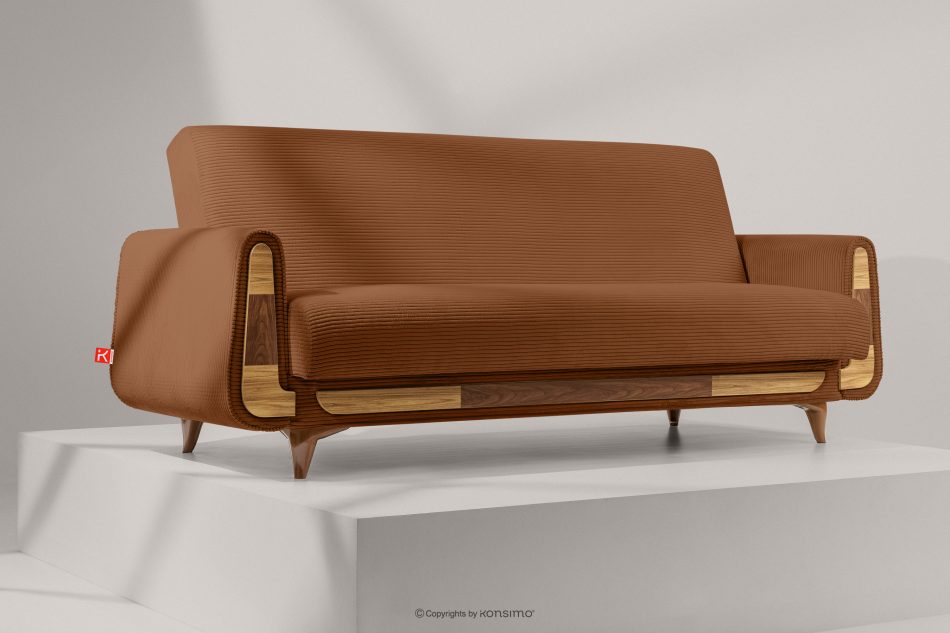 GUSTAVO II Ausklappbares Dreisitziges-Sofa aus rotem Kordstoff rot - Foto 9