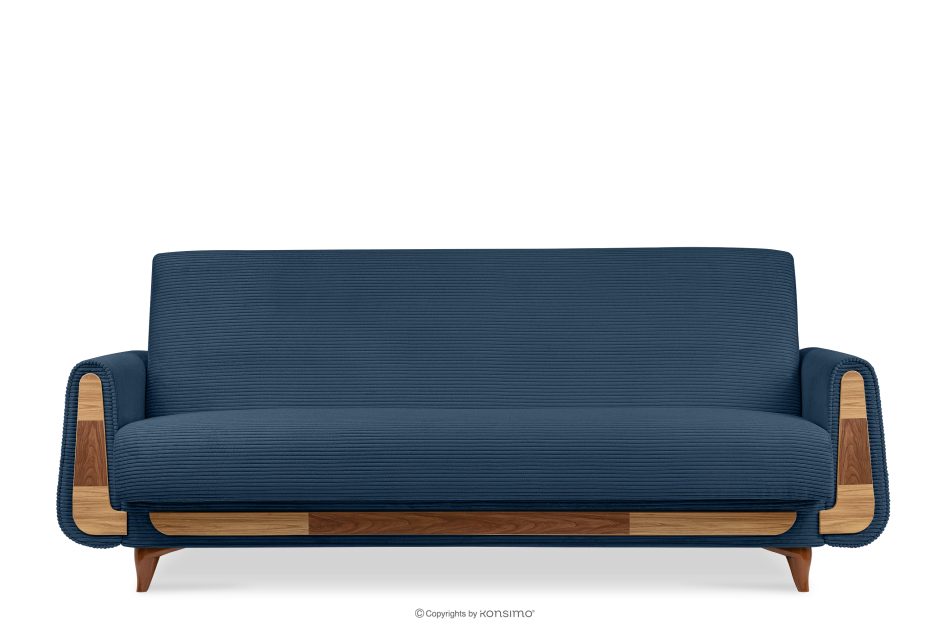 GUSTAVO II Ausklappbares Dreisitzer-Sofa aus blauem Kordstoff marineblau - Foto 0