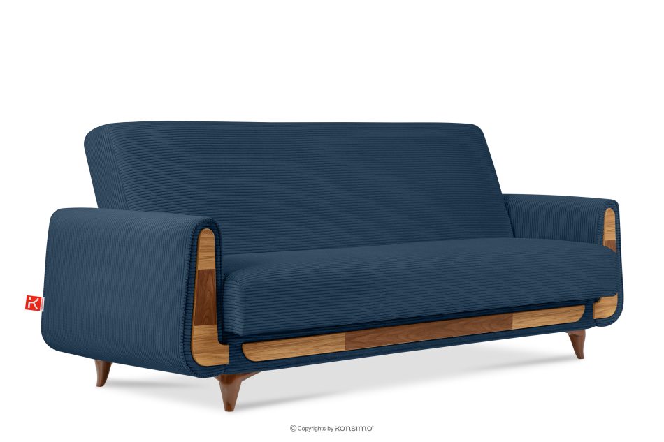 GUSTAVO II Ausklappbares Dreisitzer-Sofa aus blauem Kordstoff marineblau - Foto 2