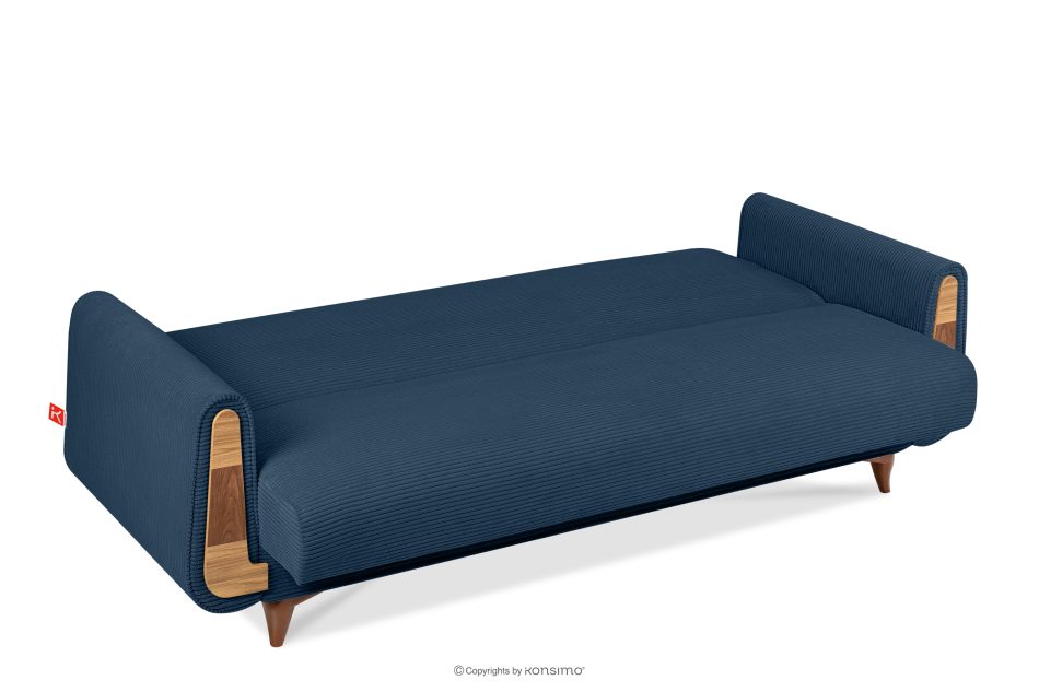 GUSTAVO II Ausklappbares Dreisitzer-Sofa aus blauem Kordstoff marineblau - Foto 4