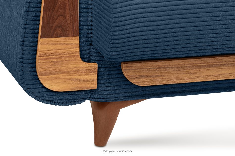 GUSTAVO II Ausklappbares Dreisitzer-Sofa aus blauem Kordstoff marineblau - Foto 6