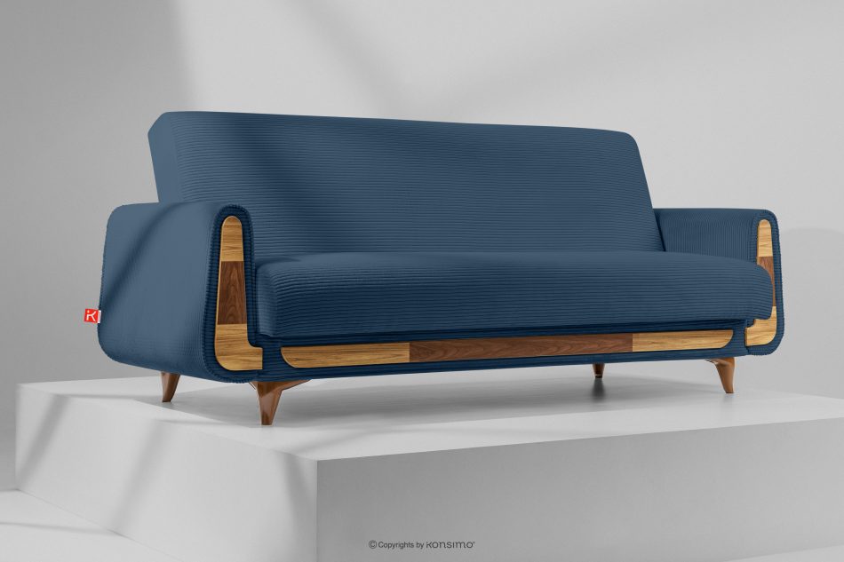 GUSTAVO II Ausklappbares Dreisitzer-Sofa aus blauem Kordstoff marineblau - Foto 9
