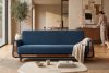 GUSTAVO II Ausklappbares Dreisitzer-Sofa aus blauem Kordstoff marineblau - Foto 12
