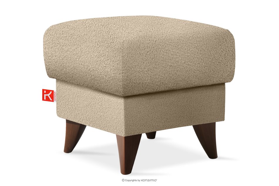 GUSTAVO Fußhocker mit Ablagefach für Wohnzimmer Bouclé-Stoff hellbeige Hellbeige - Foto 2