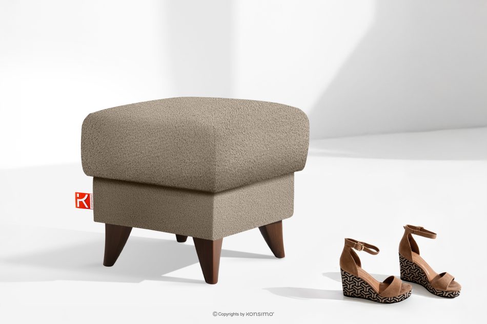 GUSTAVO Fußhocker mit Ablagefach für Wohnzimmer Bouclé-Stoff graubeige graubeige - Foto 6