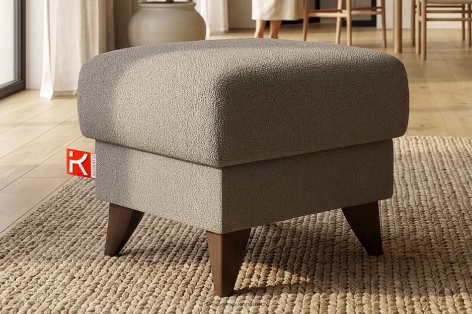 GUSTAVO Fußhocker mit Ablagefach für Wohnzimmer Bouclé-Stoff graubeige graubeige - Foto 1