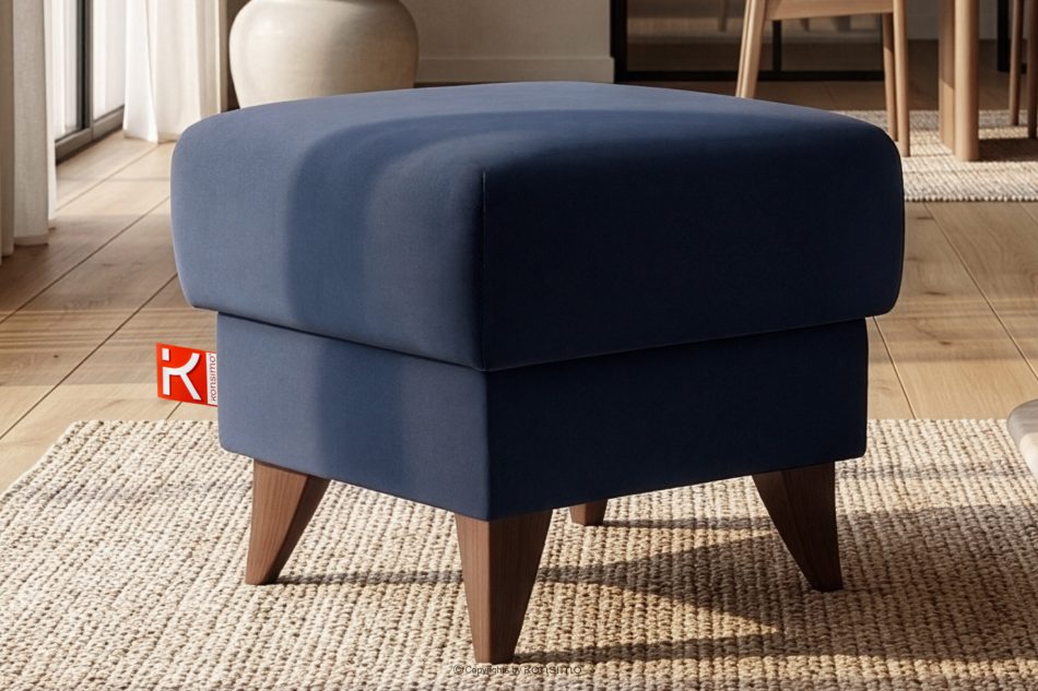 GUSTAVO Fußhocker mit Ablagefach für Wohnzimmer Velours dunkelblau Marineblau - Foto 1