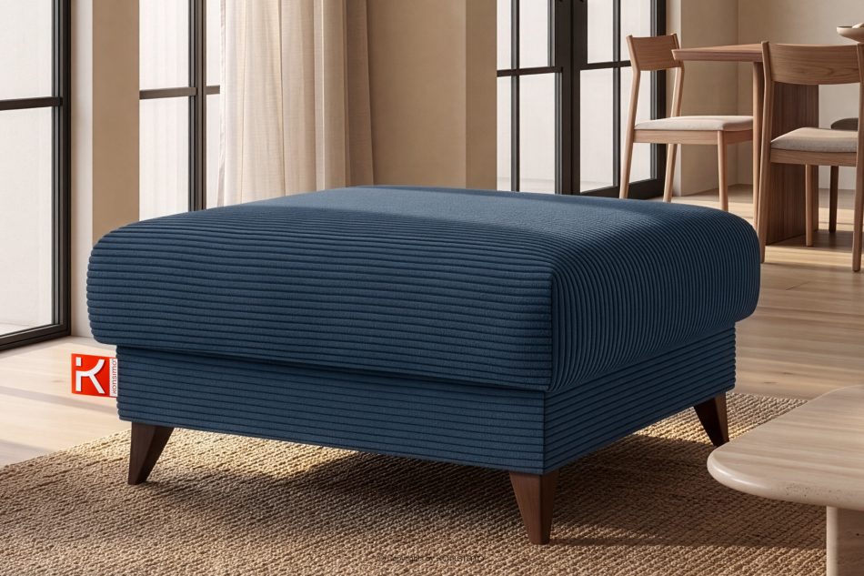 GUSTAVO II Sitzhocker für das Wohnzimmer mit Stauraum Kordstoff marineblau marineblau - Foto 1
