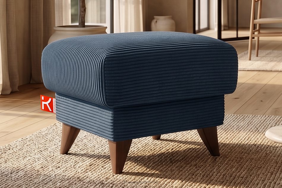 GUSTAVO II Fußhocker für das Wohnzimmer mit Stauraum Kordstoff marineblau marineblau - Foto 1