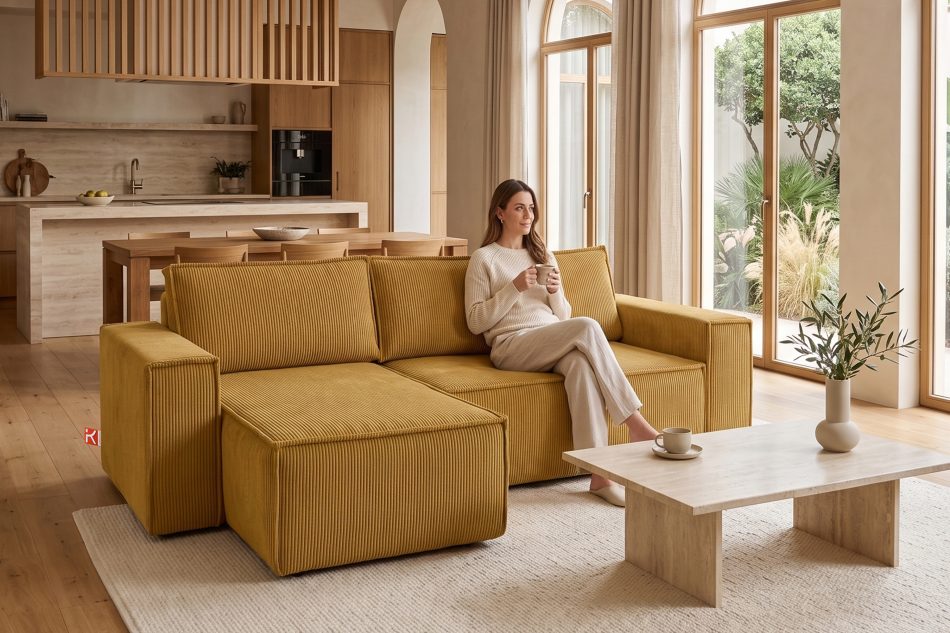 NAPI Universal-Ecksofa mit Schlaffunktion gelb rechts/links gelb - Foto 22