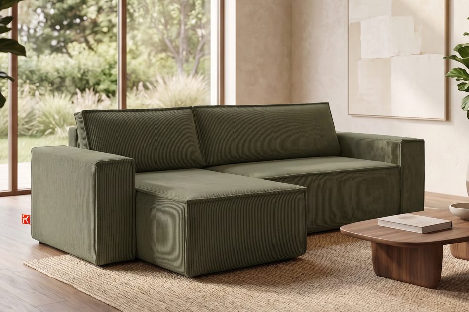 NAPI Universal-Ecksofa beidseitig ausklappbar mit Schlaffunktion in olivgrün oliv - Foto 21