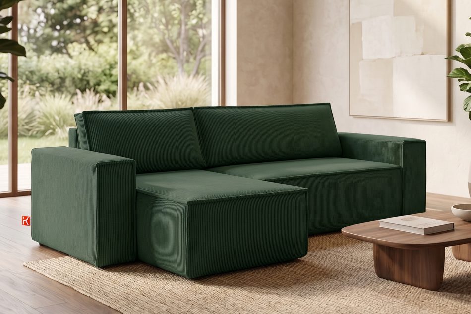 NAPI Universal-Ecksofa mit Schlaffunktion dunkelgrün rechts/links dunkelgrün - Foto 21