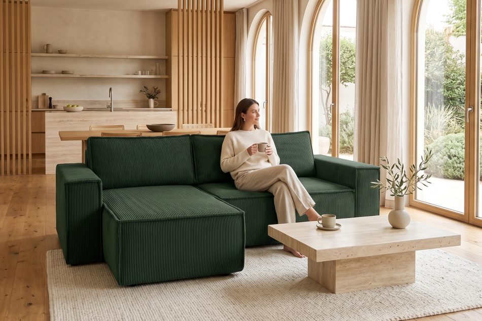 NAPI Universal-Ecksofa mit Schlaffunktion dunkelgrün rechts/links dunkelgrün - Foto 22