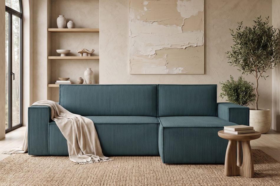 NAPI Universal-Ecksofa beidseitig ausklappbar mit Schlaffunktion in blau blau - Foto 23