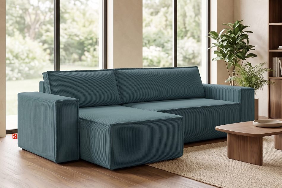 NAPI Universal-Ecksofa beidseitig ausklappbar mit Schlaffunktion in blau blau - Foto 21