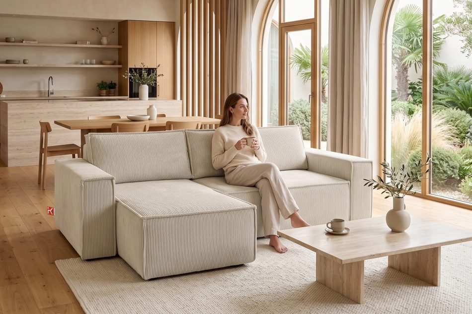 NAPI Universal-Ecksofa mit Schlaffunktion creme rechts/links creme - Foto 27
