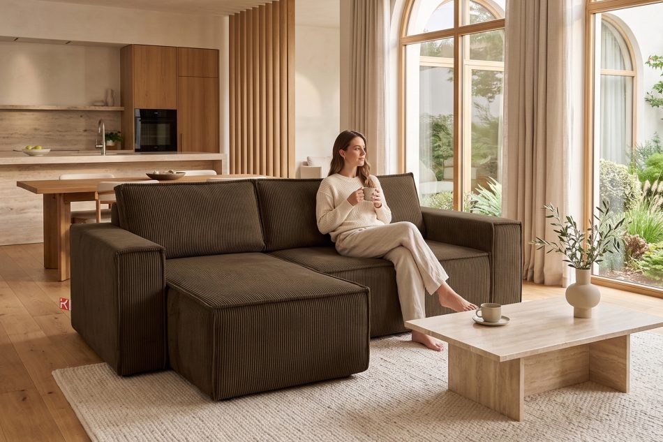 NAPI Universal-Ecksofa beidseitig ausklappbar mit Schlaffunktion in dunkelbraun Dunkelbraun - Foto 22