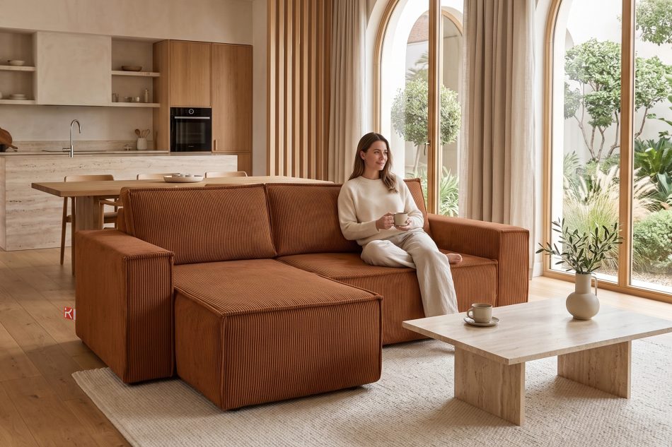 NAPI Universal-Ecksofa beidseitig ausklappbar mit Schlaffunktion in rot ore - Foto 22