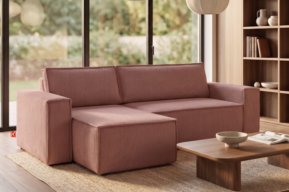NAPI Universal-Ecksofa beidseitig ausklappbar mit Schlaffunktion in rosa rosa - Foto 21