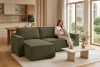 NAPI Großes beidseitig ausklappbares Kordstoff-Ecksofa in olivgrün oliv - Foto 22