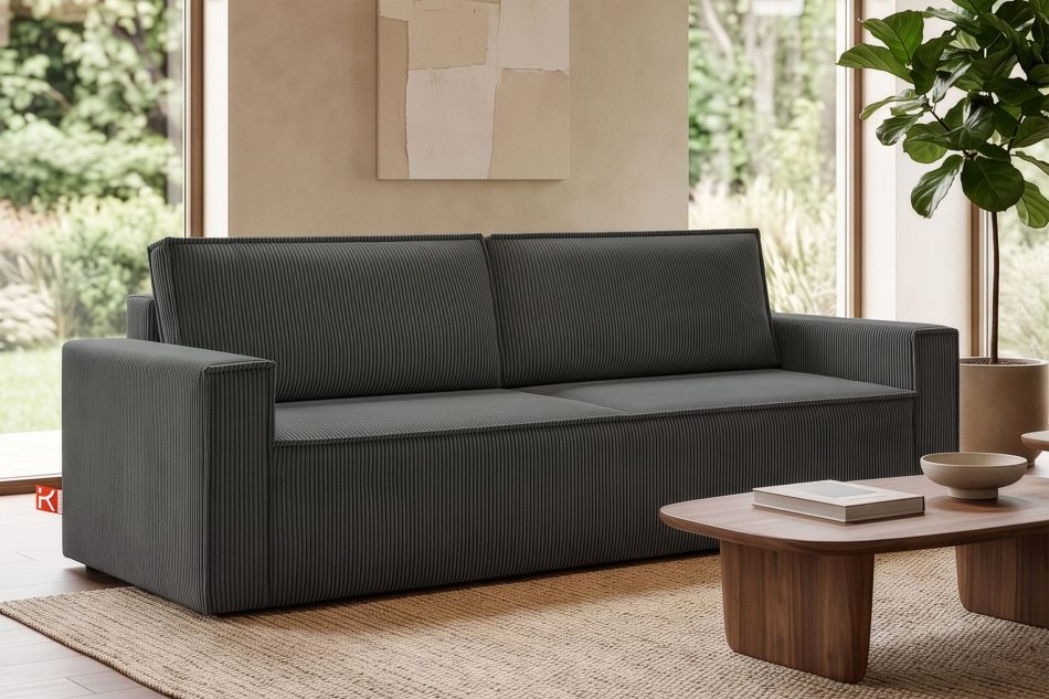 NAPI Sofa 3 mit Schlaffunktion Kordstoff grau grau - Foto 24