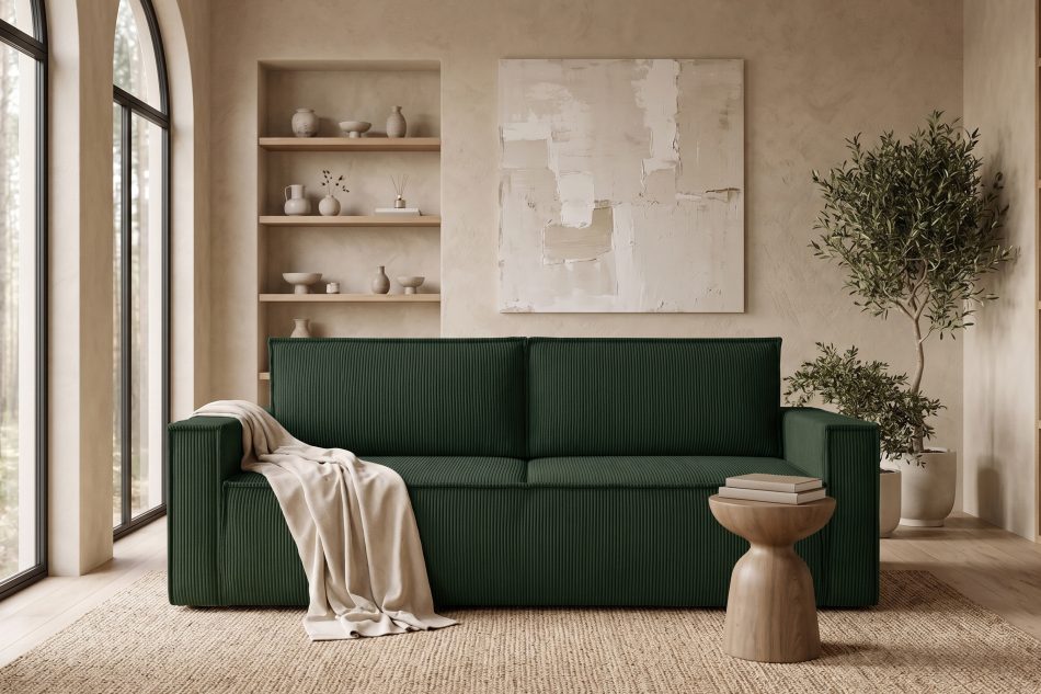 NAPI Sofa 3 mit Schlaffunktion Kordstoff dunkelgrün dunkelgrün - Foto 26