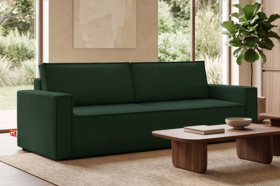 NAPI Sofa 3 mit Schlaffunktion Kordstoff dunkelgrün dunkelgrün - Foto 24