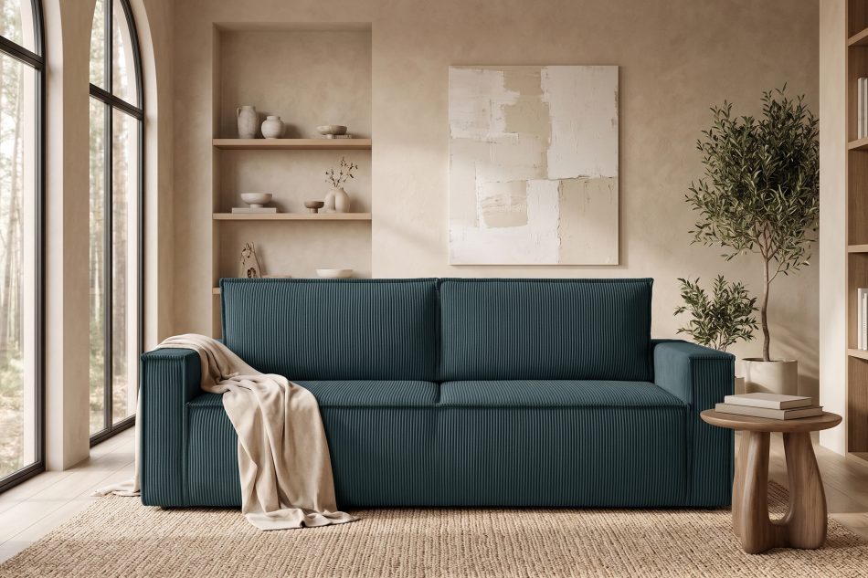 NAPI Dreisitzer-Kordstoffsofa ausklappbar mit Schlaffunktion in blau blau - Foto 23