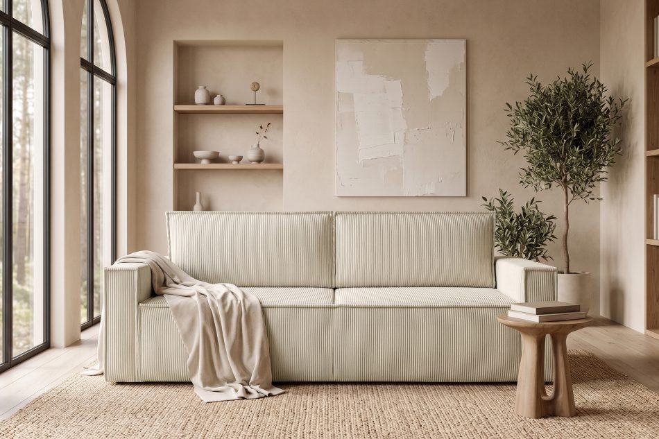 NAPI Sofa 3 mit Schlaffunktion Kordstoff creme creme - Foto 23