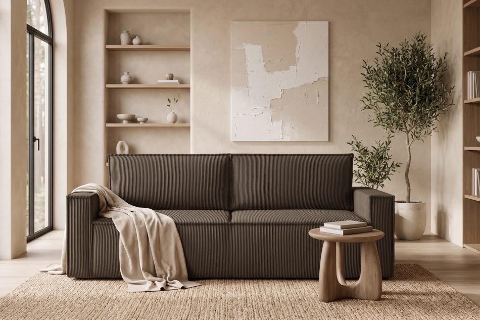 NAPI Sofa 3 mit Schlaffunktion Kordstoff braun braun - Foto 26