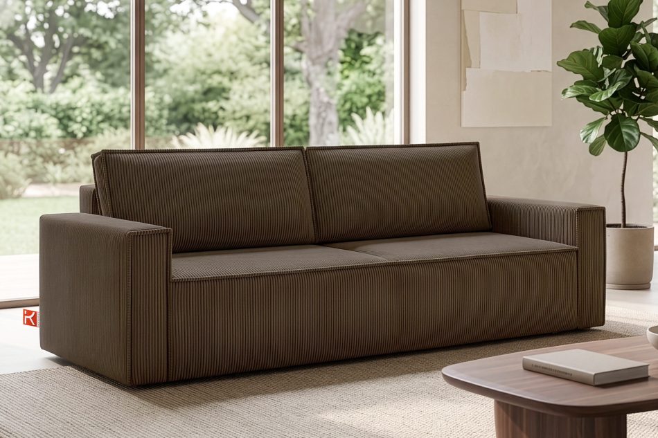 NAPI Sofa 3 mit Schlaffunktion Kordstoff braun braun - Foto 24