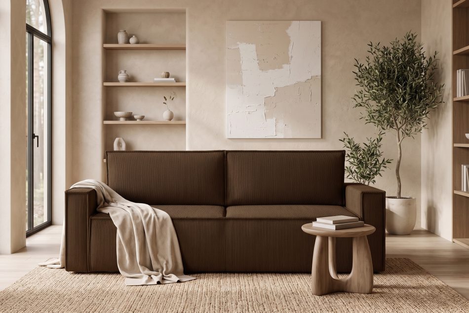 NAPI Dreisitzer-Kordstoffsofa ausklappbar mit Schlaffunktion in dunkelbraun Dunkelbraun - Foto 26