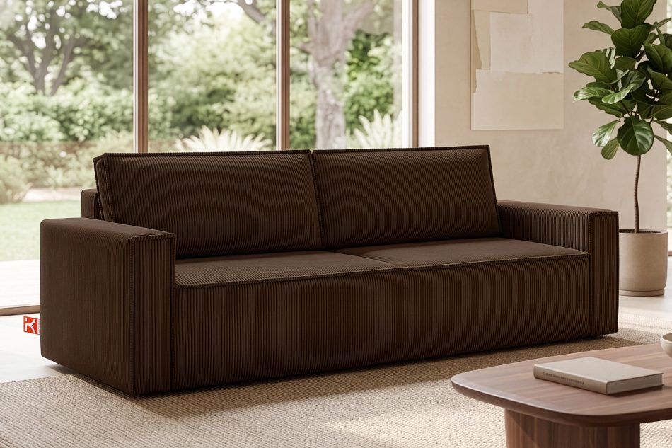 NAPI Dreisitzer-Kordstoffsofa ausklappbar mit Schlaffunktion in dunkelbraun Dunkelbraun - Foto 24