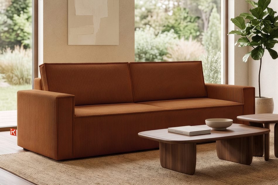 NAPI Zweisitzer-Sofa mit Schlaffunktion aus Kordstoff in erzbraun ore - Foto 21
