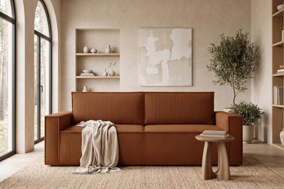 NAPI Zweisitzer-Sofa mit Schlaffunktion aus Kordstoff in erzbraun ore - Foto 23