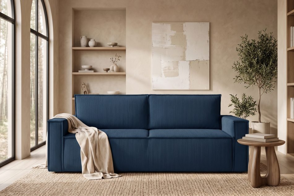 NAPI Dreisitzer-Kordstoffsofa ausklappbar mit Schlaffunktion in marineblau marineblau - Foto 23