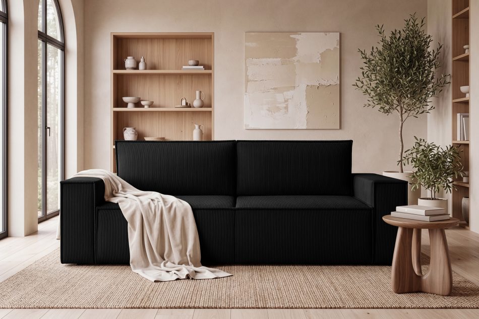 NAPI Dreisitzer-Schlafsofa ausklappbar mit Bettkasten in schwarz schwarz - Foto 25