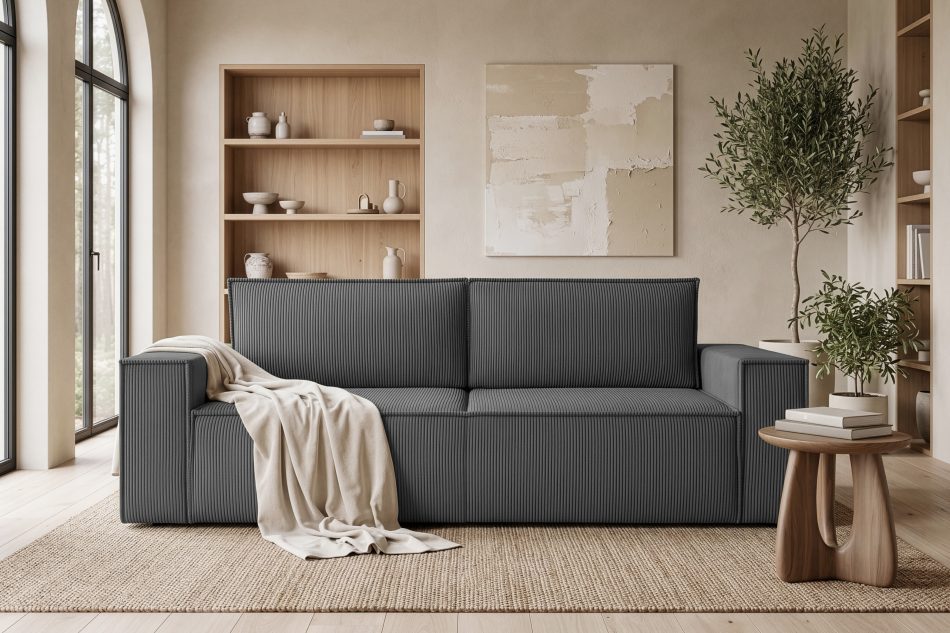 NAPI 3-Sitzer Schlafsofa mit Bettzeugcontainer grau grau - Foto 26