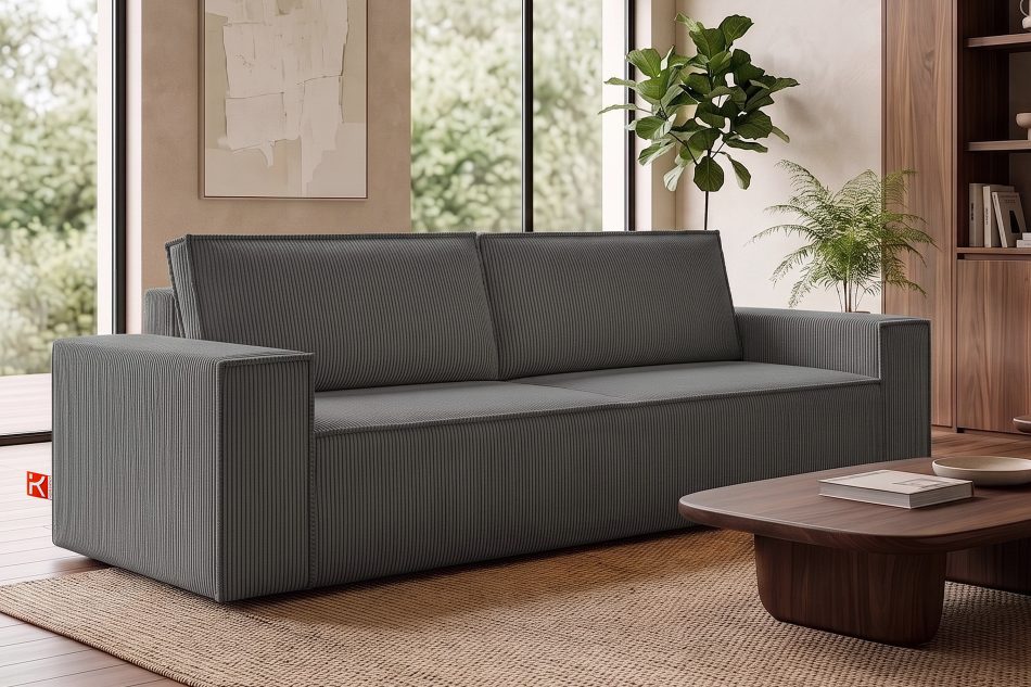 NAPI 3-Sitzer Schlafsofa mit Bettzeugcontainer grau grau - Foto 24