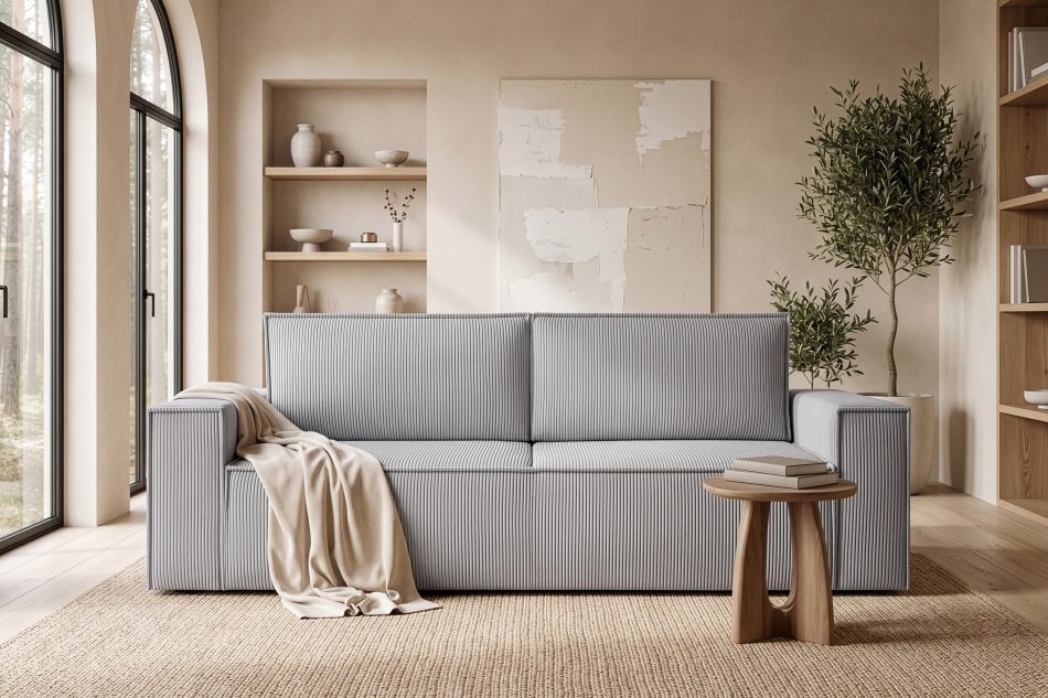 NAPI 3-Sitzer Schlafsofa mit Bettkasten hellgrau hellgrau - Foto 26