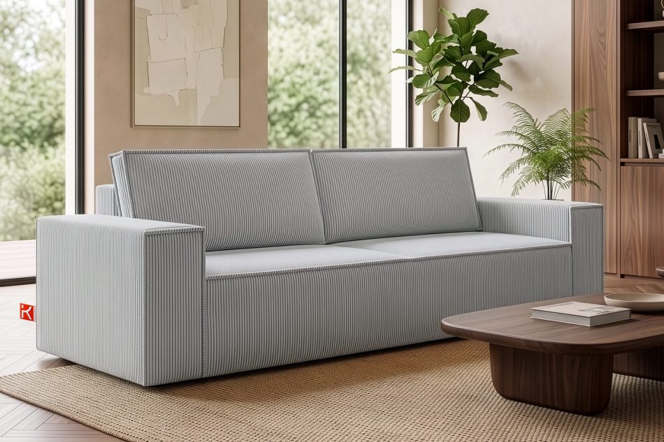 NAPI 3-Sitzer Schlafsofa mit Bettkasten hellgrau hellgrau - Foto 24