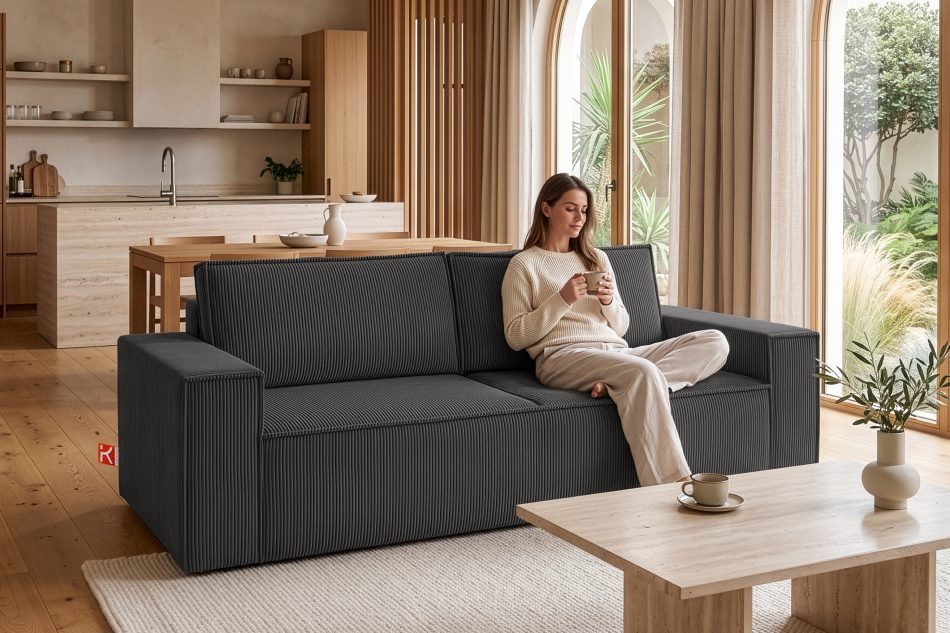 NAPI 3-Sitzer Schlafsofa mit Bettkasten dunkelgrau dunkelgrau - Foto 25