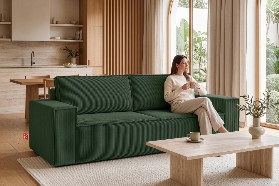 NAPI 3-Sitzer Schlafsofa mit Bettkasten dunkelgrün dunkelgrün - Foto 25