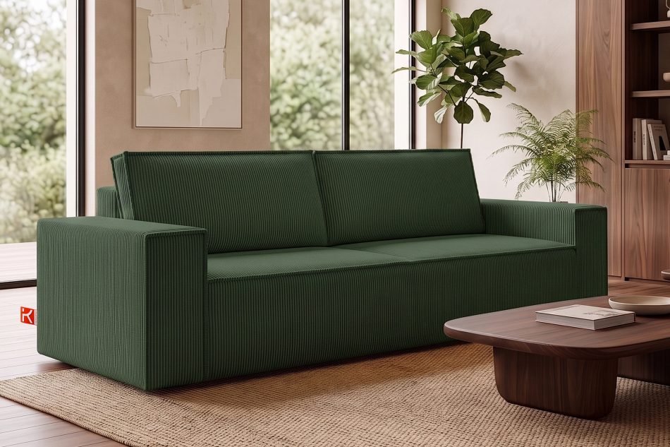 NAPI 3-Sitzer Schlafsofa mit Bettkasten dunkelgrün dunkelgrün - Foto 24