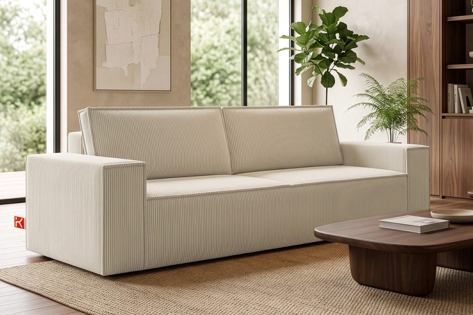 NAPI 3-Sitzer Schlafsofa mit Bettzeugcontainer creme sahne - Foto 21