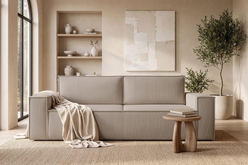 NAPI 3-Sitzer Schlafsofa mit Bettkasten beige beige - Foto 26