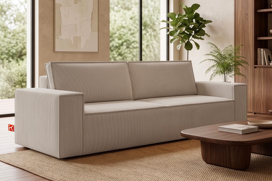 NAPI 3-Sitzer Schlafsofa mit Bettkasten beige beige - Foto 24