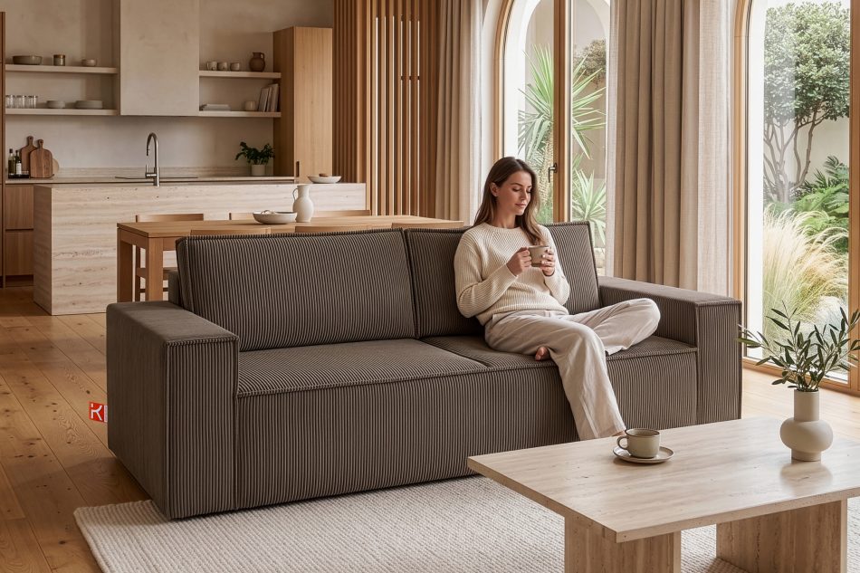 NAPI 3-Sitzer Schlafsofa mit Bettkasten braun braun - Foto 25
