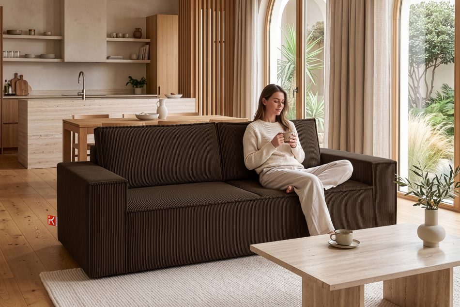 NAPI Dreisitzer-Schlafsofa ausklappbar mit Bettkasten in dunkelbraun Dunkelbraun - Foto 25